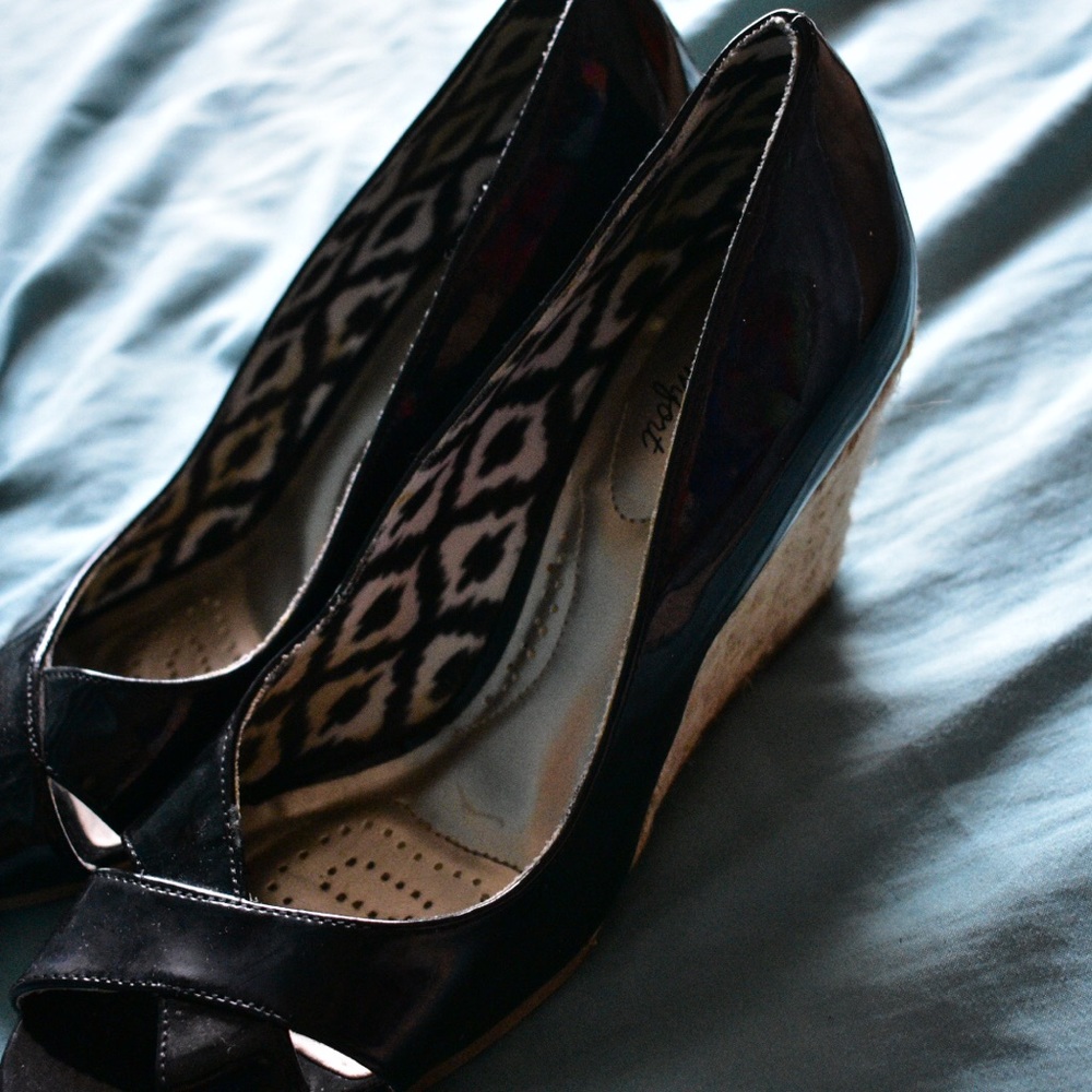 Patent Leather Kitten Wedges